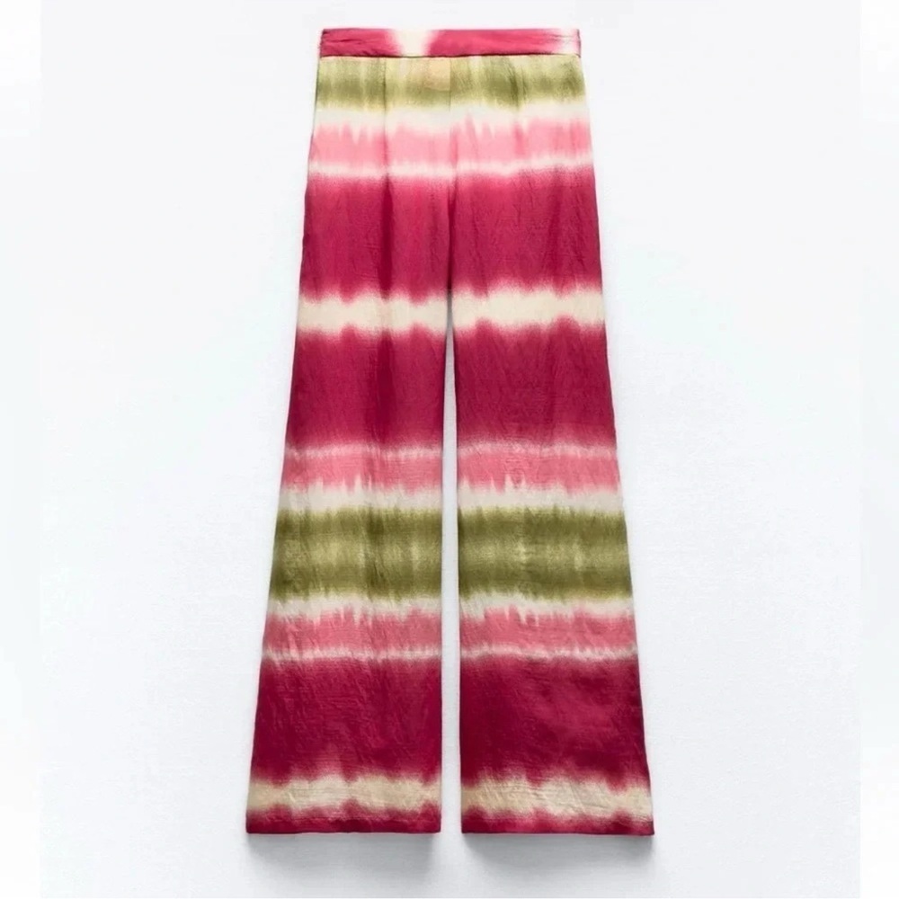 ZARA TIE DYE MULTICOLORED WRAP PANTS - Picture 4 of 6